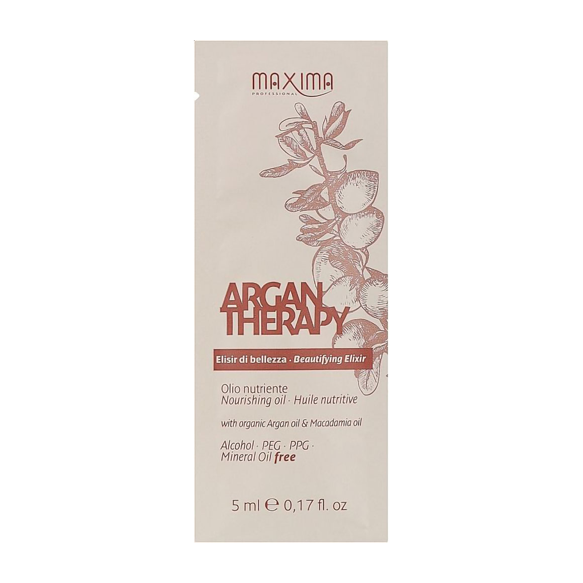 Живильний еліксир для волосся Maxima Professional Argan Therapy Beautifying Elixir з оліями аргани та макадамії, 5 мл